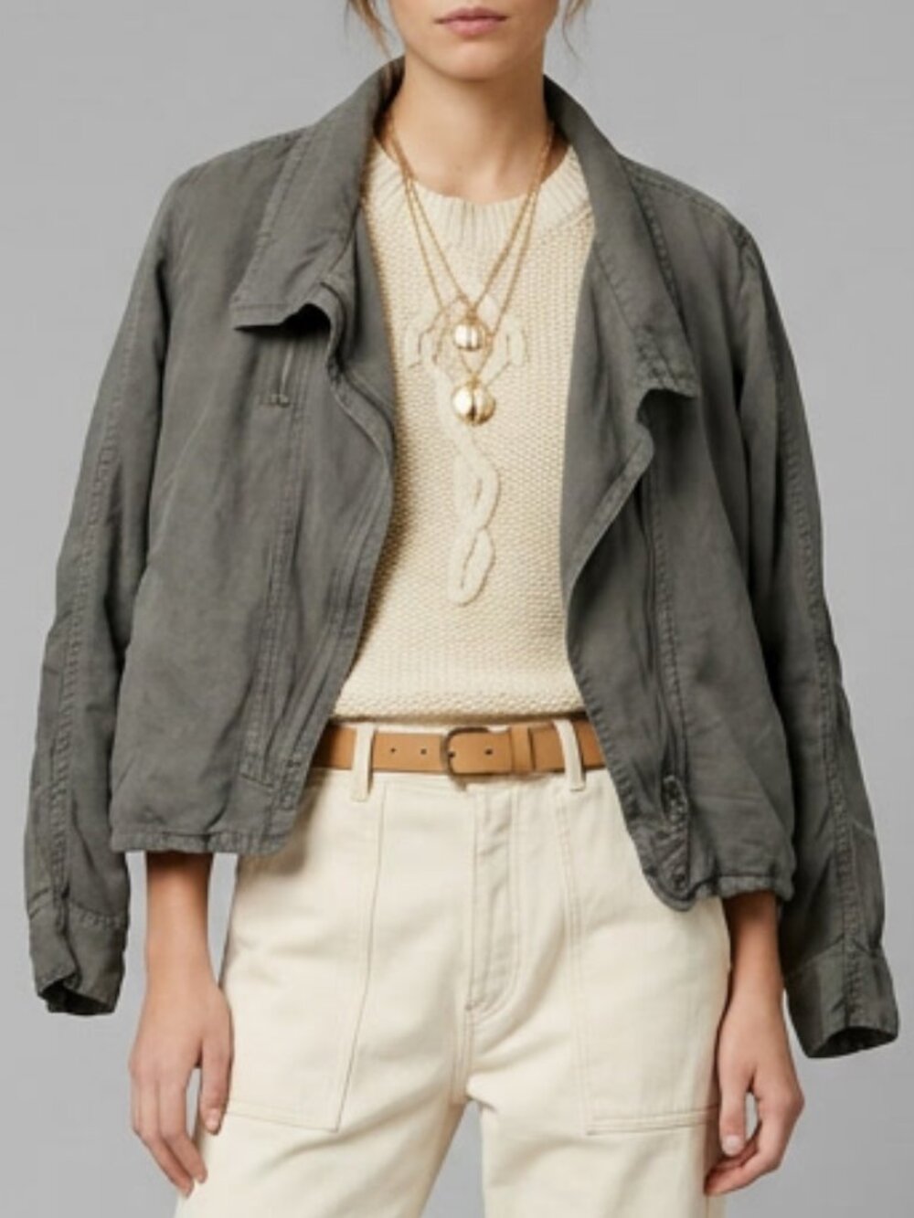 Stella Carakasi Hemp/Tencel Blend Cropped Slouchy Utility Jacket Size XL (or L)